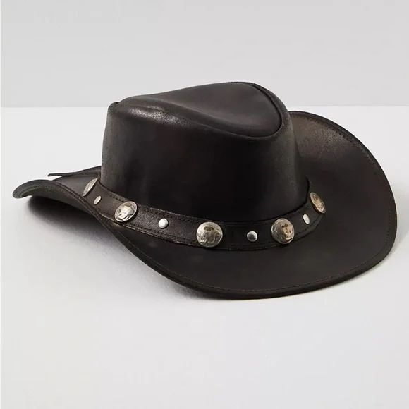 Free People X Understated Leather Gold Coast Hat Cowboy Hat O/S New - Picture 3 of 12